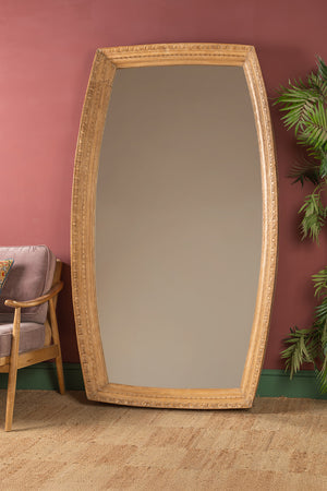 Vintage Oval Carved Wooden Mirror