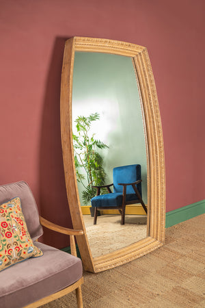 Vintage Oval Carved Wooden Mirror