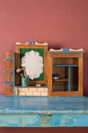 Colourful Vintage Wall Mirror with Cabinet