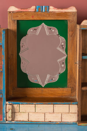 Colourful Vintage Wall Mirror with Cabinet