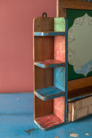 Colourful Vintage Wall Mirror with Cabinet