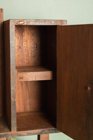 Wooden Vintage Wall Mirror with Cupboards