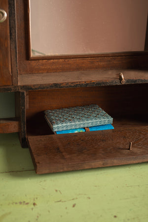 Wooden Vintage Wall Mirror with Cupboards