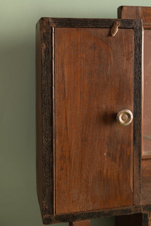 Wooden Vintage Wall Mirror with Cupboards