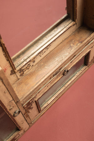 Cream Vintage Wall Mirror with Cabinets