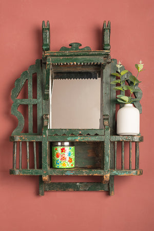 Dark Green Vintage Temple Wall Mirror