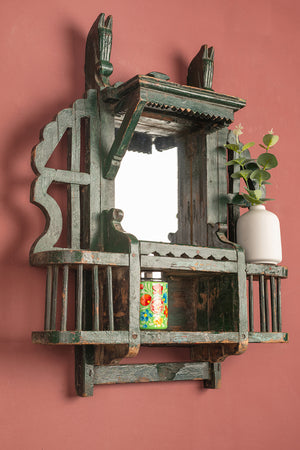 Dark Green Vintage Temple Wall Mirror