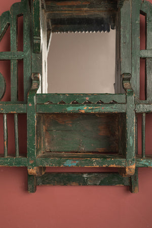 Dark Green Vintage Temple Wall Mirror