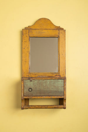 Vintage Yellow Barber Wall Mirror