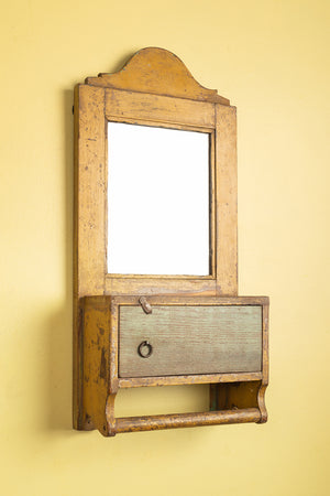 Vintage Yellow Barber Wall Mirror