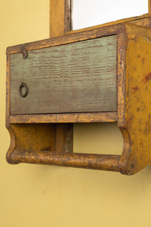 Vintage Yellow Barber Wall Mirror