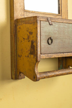 Vintage Yellow Barber Wall Mirror