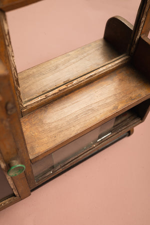 Vintage Wooden Wall Mirror with Cabinets