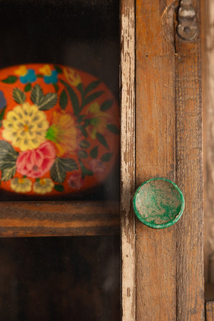 Vintage Wooden Wall Mirror with Cabinets