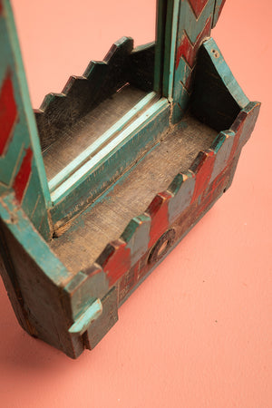 Vintage Blue & Red Temple Wall Mirror