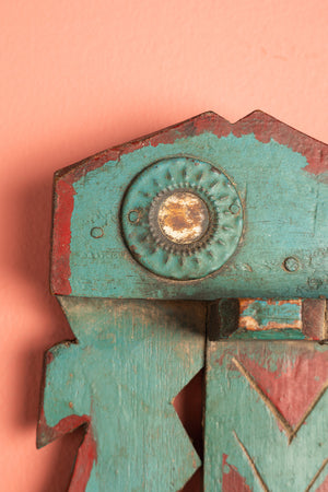 Vintage Blue & Red Temple Wall Mirror
