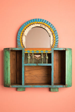 Colourful Vintage Wall Mirror with Shelves