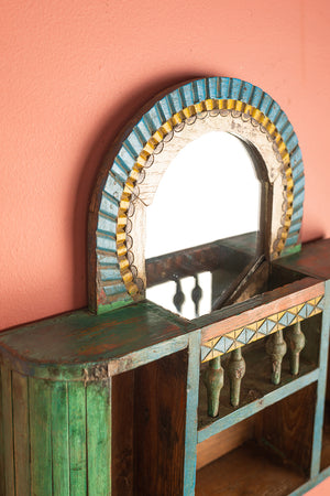 Colourful Vintage Wall Mirror with Shelves
