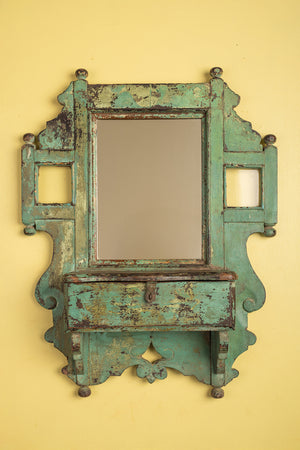 Pale Blue Vintage Temple Wall Mirror