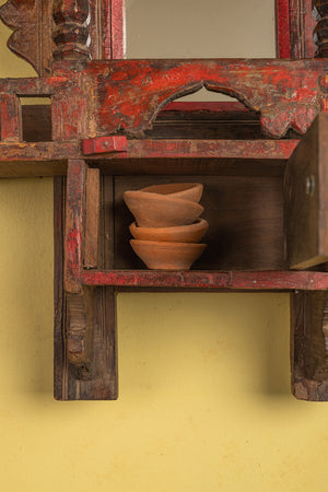 Small Red Vintage Temple Wall Mirror