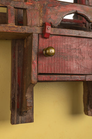 Small Red Vintage Temple Wall Mirror