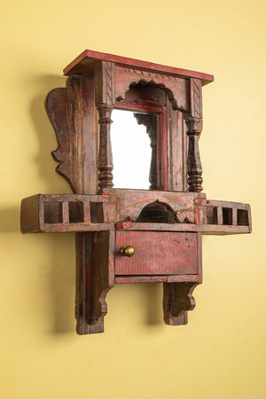 Small Red Vintage Temple Wall Mirror