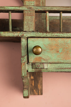 Small Pale Green Vintage Temple Wall Mirror