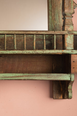 Small Pale Green Vintage Temple Wall Mirror