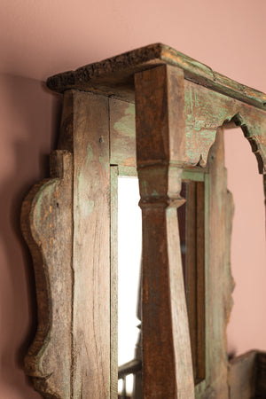 Small Pale Green Vintage Temple Wall Mirror