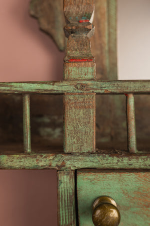 Small Pale Green Vintage Temple Wall Mirror