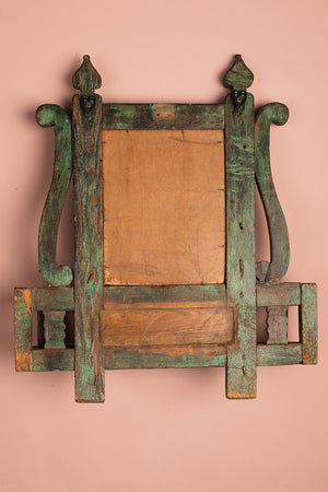 Small Vintage Wooden Temple Wall Mirror