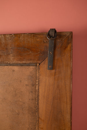 Vintage Turquoise & Red Carved Wall Mirror