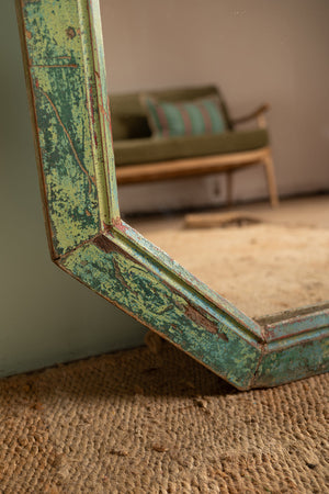 Vintage Green Octagonal Wall Mirror