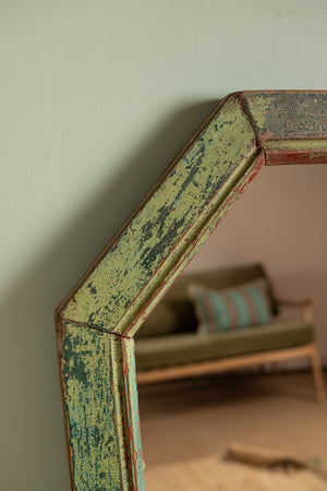 Vintage Green Octagonal Wall Mirror