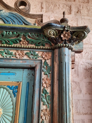 Vintage Peacock Carved Door & Frame