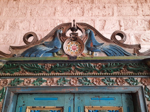 Vintage Peacock Carved Door & Frame