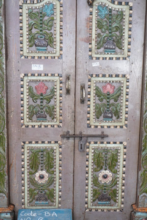 Mauve Floral & Ribbon Carved Door & Frame