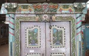Mauve Floral & Ribbon Carved Door & Frame