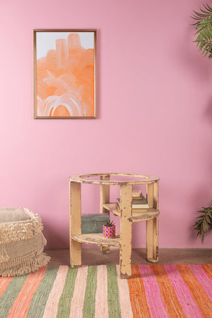 Vintage Cream Circular Side Table