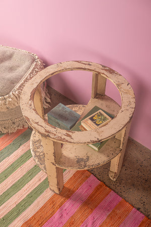 Vintage Cream Circular Side Table