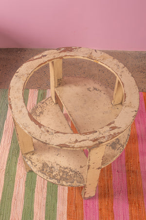 Vintage Cream Circular Side Table