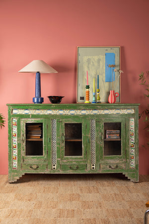 Vintage Green Sideboard with Tiles
