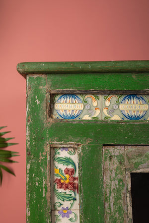 Vintage Green Sideboard with Tiles