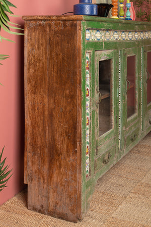 Vintage Green Sideboard with Tiles