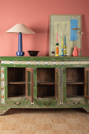 Vintage Green Sideboard with Tiles