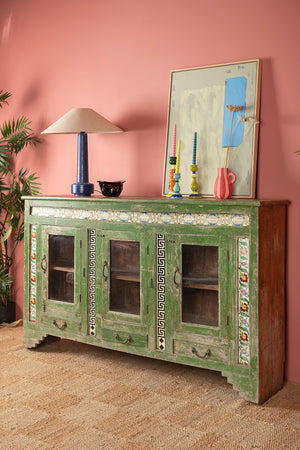 Vintage Green Sideboard with Tiles