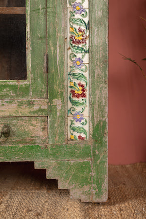 Vintage Green Sideboard with Tiles