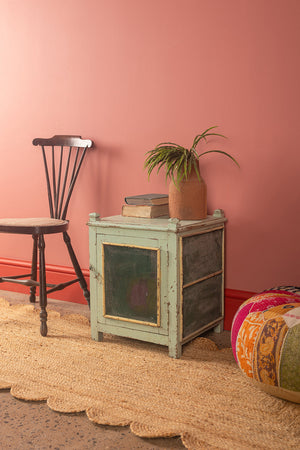 Pale Turquoise Vintage Jali Side Cabinet