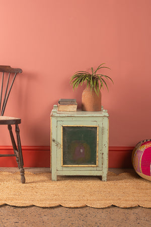 Pale Turquoise Vintage Jali Side Cabinet
