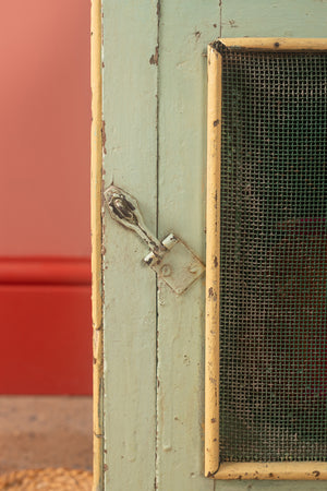 Pale Turquoise Vintage Jali Side Cabinet